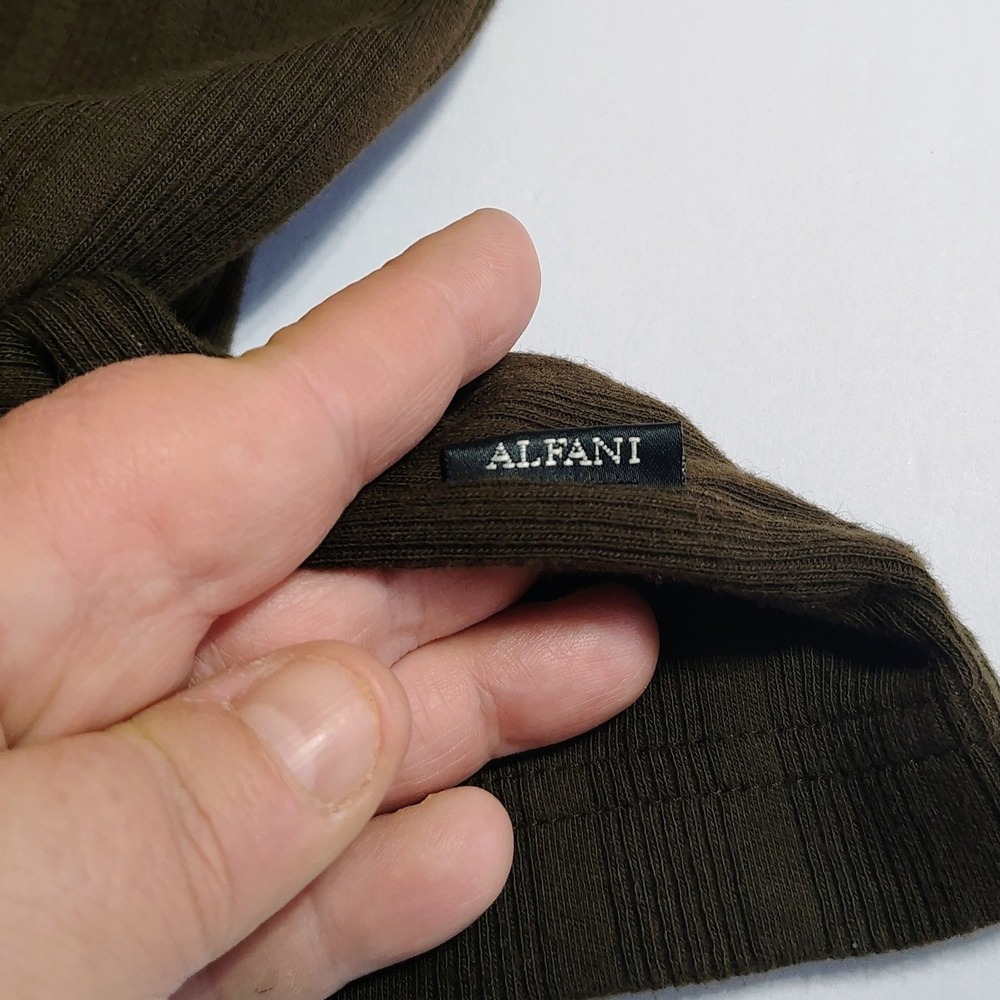 Alfani Men XL Brown Ribbed Crew Neck Long Sleeve‎ T Shirt Top 90's Style Retro - Picture 4 of 11